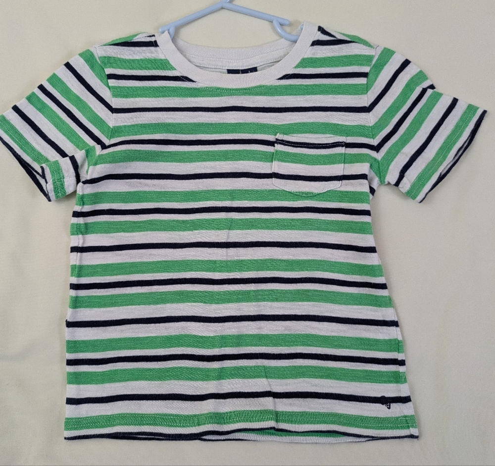 Janie & Jack Green, White  Blue stripe T-shirt ~ sz 3